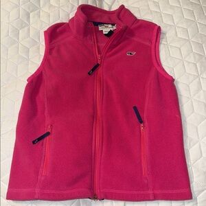 Vineyard Vines Bright Pink Sleeveless Fleece Vest Girls XS(5-6) EUC